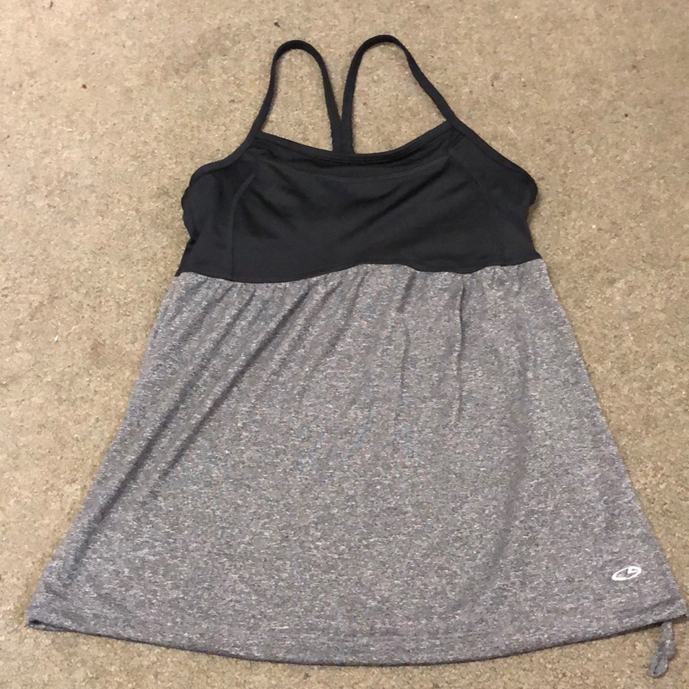 Grey and black workout top